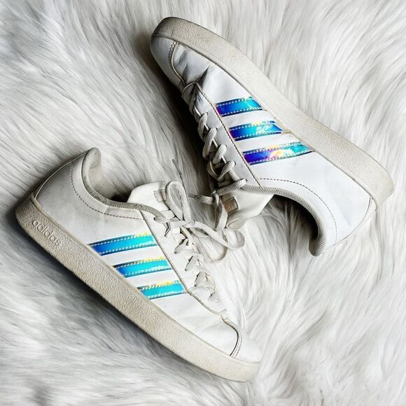 Adidas Metallic Iridescent Sneakers White Purple Size 4.5 - Picture 1 of 10